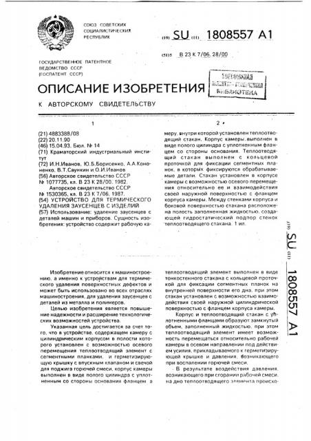 Устройство для термического удаления заусенцев с изделий (патент 1808557)