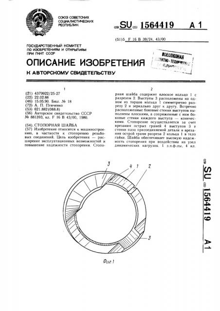 Стопорная шайба (патент 1564419)