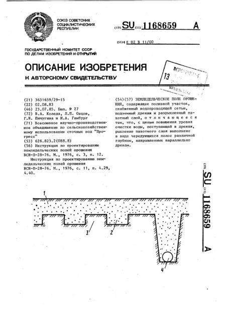 Земледельческое поле орошения (патент 1168659)