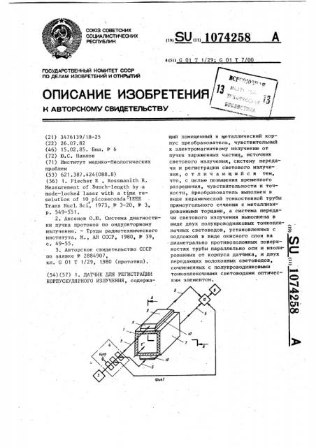 Датчик для регистрации корпускулярного излучения (патент 1074258)