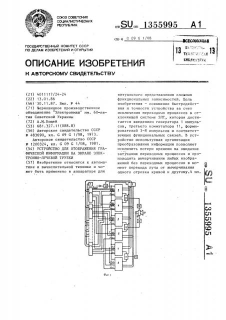 Устройство для отображения графической информации на экране электронно-лучевой трубки (патент 1355995)