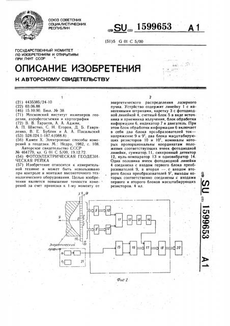 Фотоэлектрическая геодезическая рейка (патент 1599653)