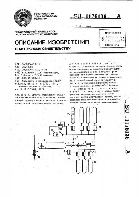 Способ заполнения емкости смесью газов под давлением (патент 1176136)