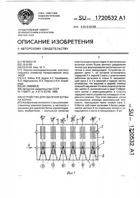 Устройство для удаления ботвы на корню (патент 1720532)