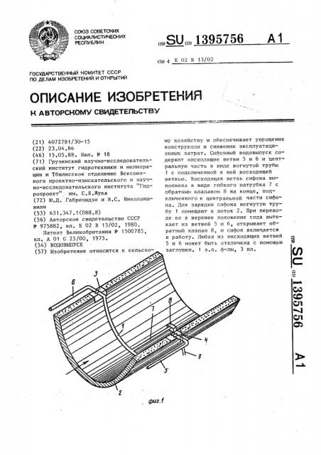 Водовыпуск (патент 1395756)