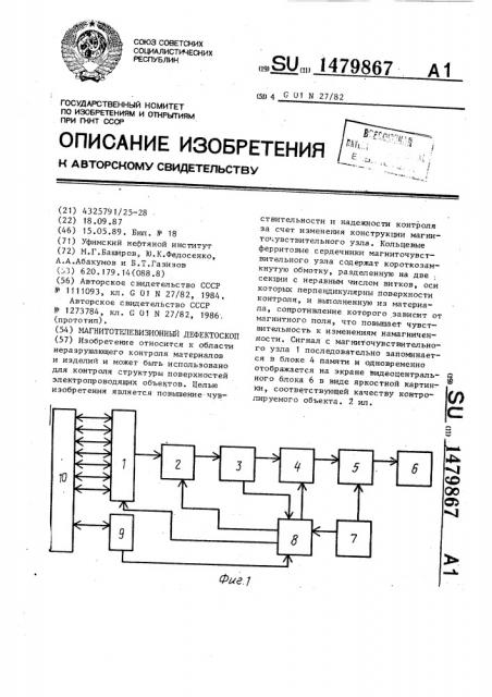 Магнитотелевизионный дефектоскоп (патент 1479867)