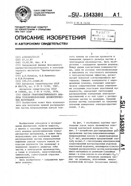 Способ гранулометрического анализа тонкоизмельченных диэлектрических материалов (патент 1543301)