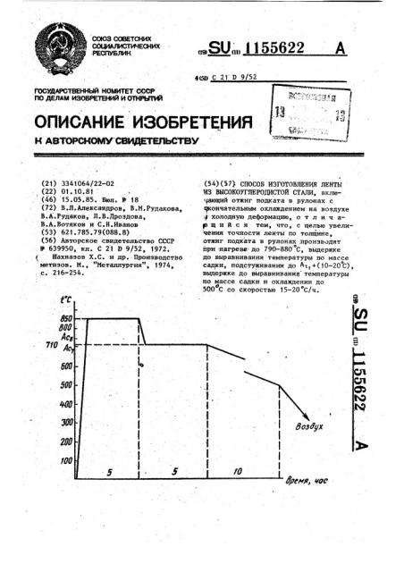 Способ изготовления ленты из высокоуглеродистой стали (патент 1155622)