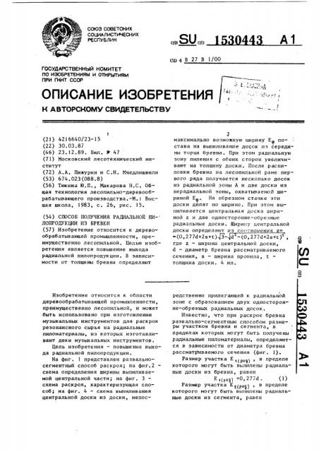 Способ получения радиальной пилопродукции из бревен (патент 1530443)
