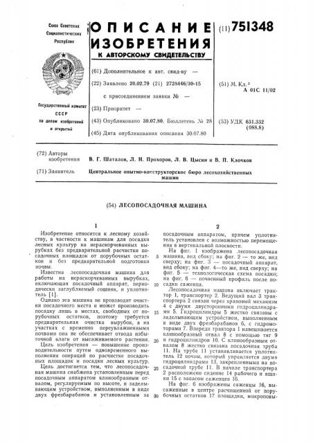 Лесопосадочная машина (патент 751348)