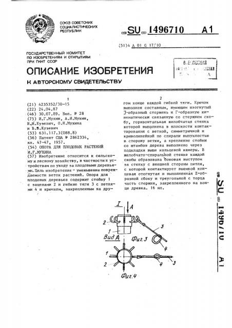 Опора для плодовых растений и.г.мухина (патент 1496710)