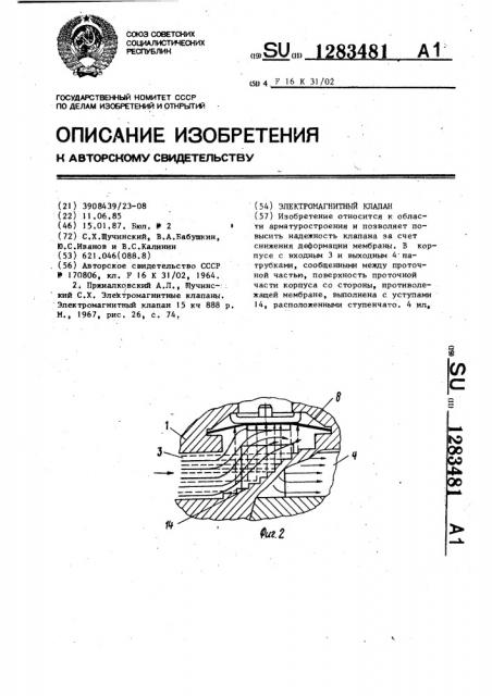 Электромагнитный клапан (патент 1283481)