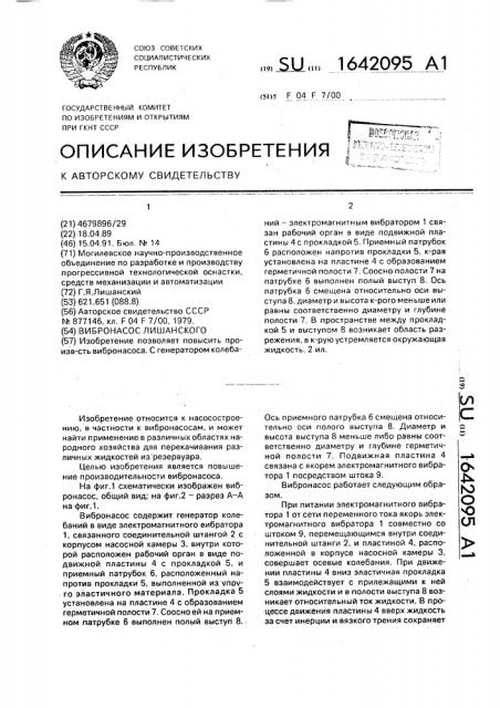 Вибронасос лишанского (патент 1642095)