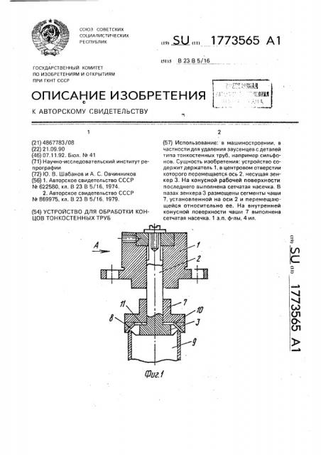 Устройство для обработки концов тонкостенных труб (патент 1773565)