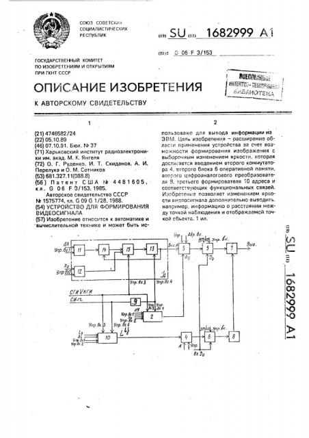 Устройство для формирования видеосигнала (патент 1682999)