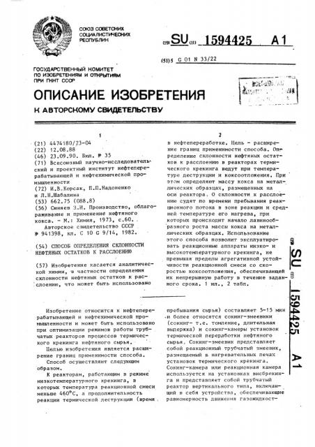 Способ определения склонности нефтяных остатков к расслоению (патент 1594425)