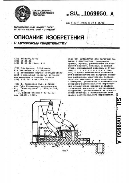 Устройство для загрузки порошка в пресс-форму (патент 1069950)