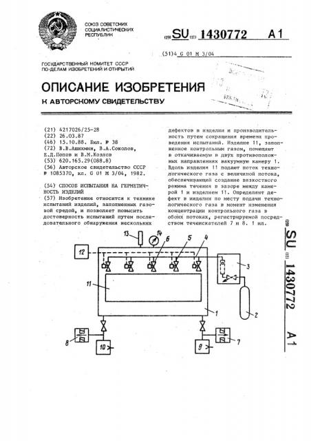 Способ испытания на герметичность изделий (патент 1430772)