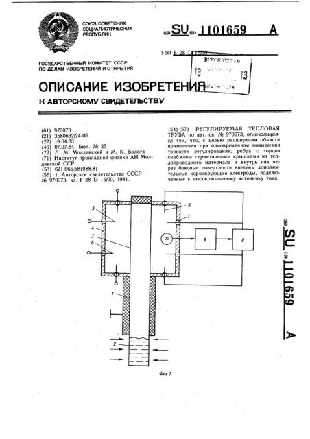 Регулируемая тепловая труба (патент 1101659)