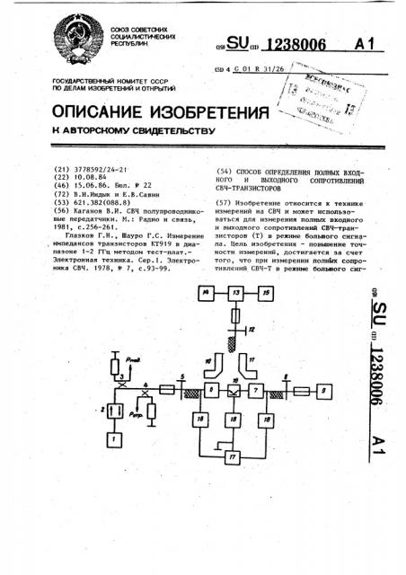 Способ определения полных входного и выходного сопротивлений свч-транзисторов (патент 1238006)