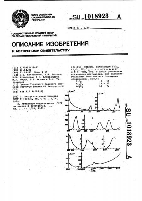 Стекло (патент 1018923)