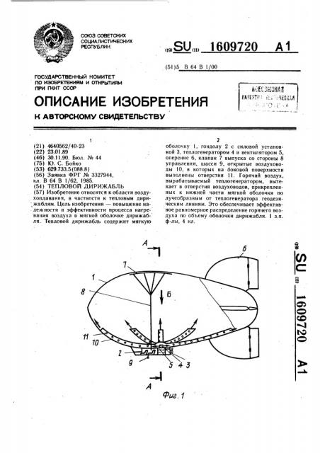Тепловой дирижабль (патент 1609720)