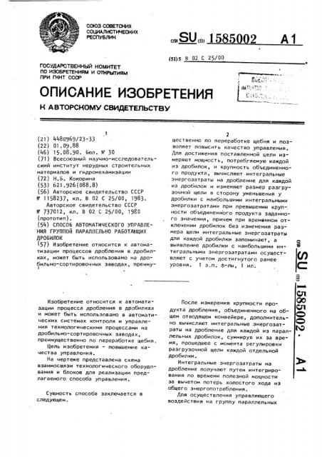 Способ автоматического управления группой параллельно работающих дробилок (патент 1585002)