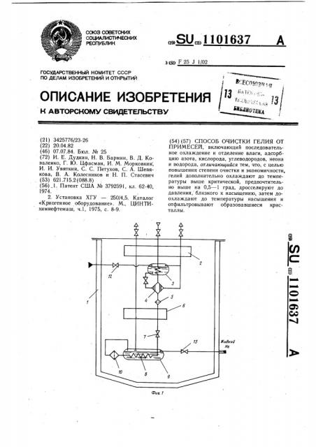 Способ очистки гелия от примесей (патент 1101637)