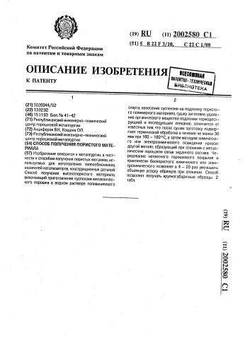 Способ получения пористого материала (патент 2002580)