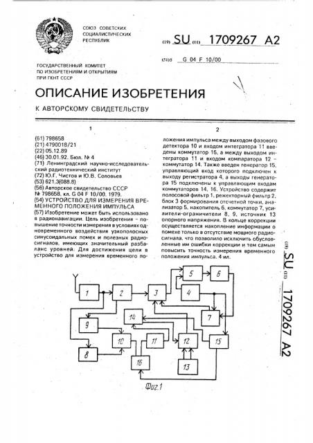 Устройство для измерения временного положения импульса (патент 1709267)