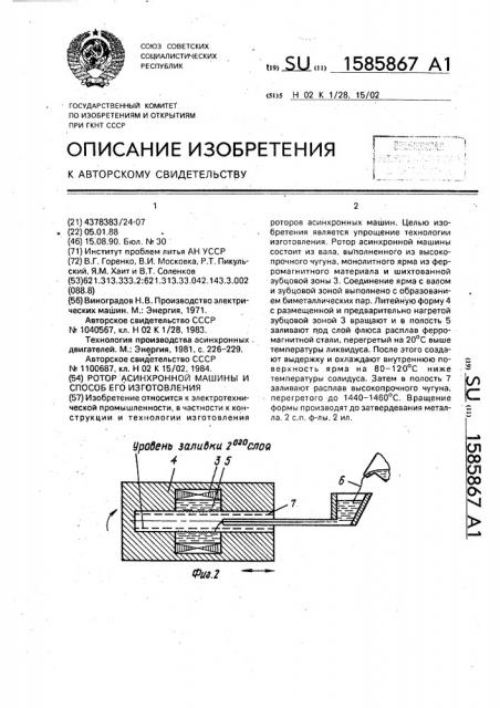 Ротор асинхронной машины и способ его изготовления (патент 1585867)