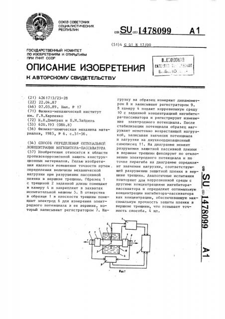 Способ определения оптимальной концентрации ингибитора- пассиватора (патент 1478099)