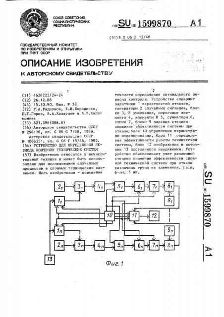 Устройство для определения периода контроля технических систем (патент 1599870)