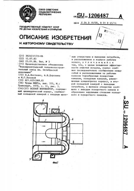 Осевой вентилятор (патент 1206487)