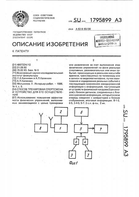 Способ тренировки спортсмена и устройство для его осуществления (патент 1795899)