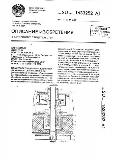 Устройство для охлаждения вала вентилятора электропечи (патент 1633252)