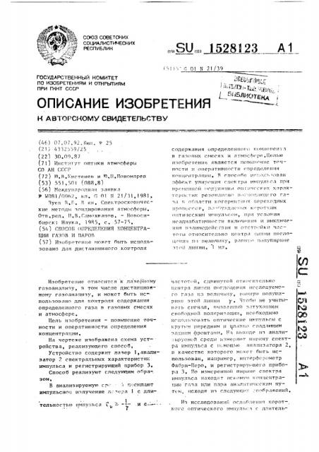 Способ определения концентрации газов и паров (патент 1528123)