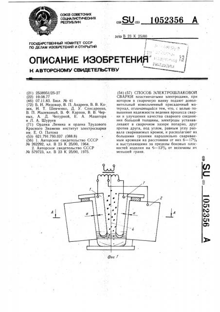 Способ электрошлаковой сварки (патент 1052356)