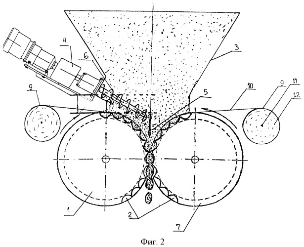 Валковый пресс для брикетирования сыпучих полидисперсных материалов (патент 2450928)