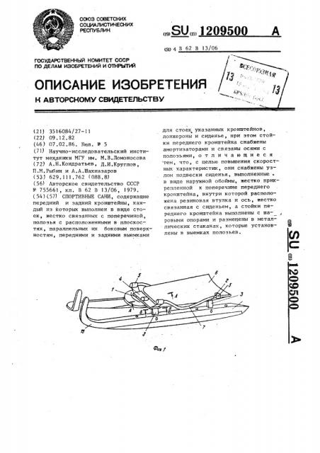 Спортивные сани (патент 1209500)