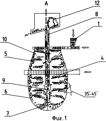Вихревой аппарат для охлаждения сыпучих материалов (патент 2337595)