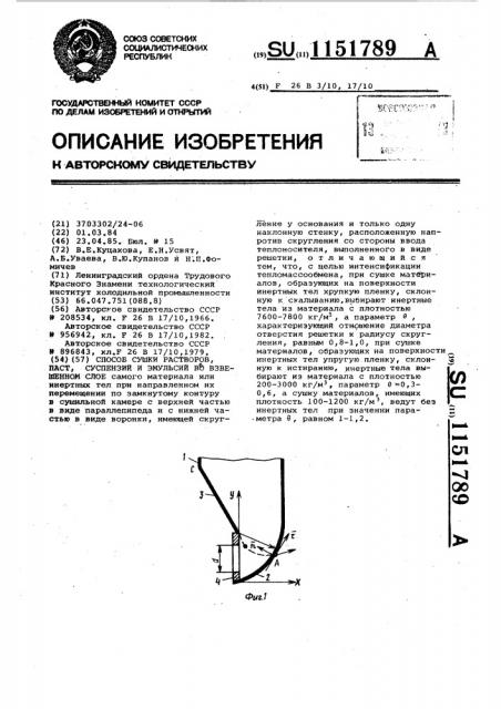 Способ сушки растворов,паст,суспензий и эмульсий во взвешенном слое (патент 1151789)