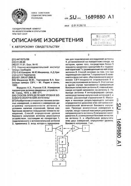 Способ определения уровня бокового излучения антенны (патент 1689880)