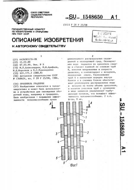 Ороситель градирни (патент 1548650)