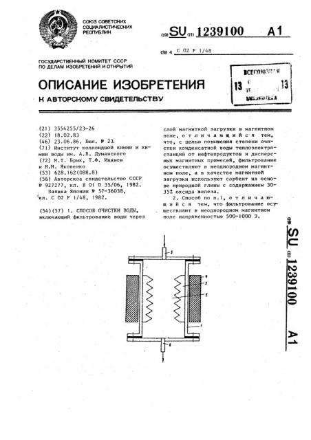 Способ очистки воды (патент 1239100)