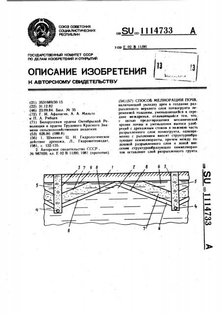 Способ мелиорации почв (патент 1114733)