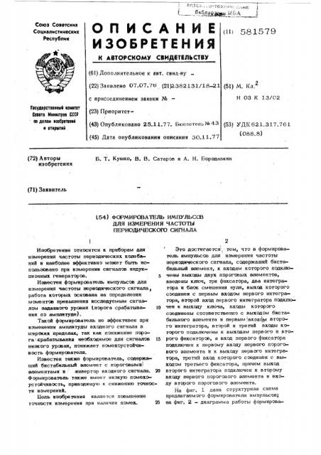 Формирователь импульсов для измерения частоты периодического сигнала (патент 581579)