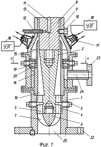 Экструзионная головка для изготовления полимерных двухслойных труб с применением ультразвуковых колебаний (патент 2433913)