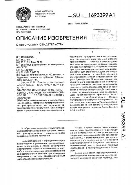Способ измерения пространственного распределения интенсивности электромагнитного излучения (патент 1693399)