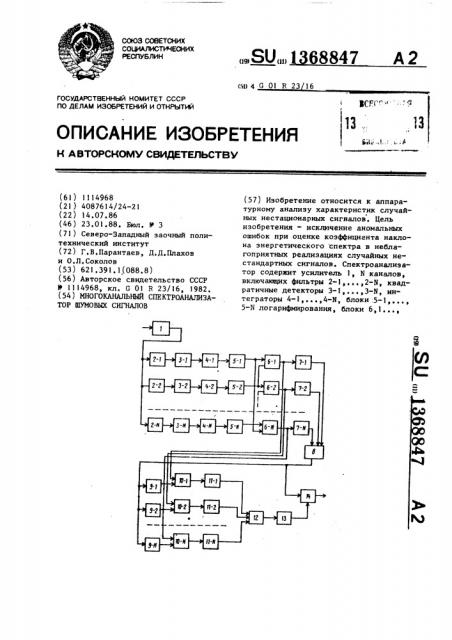 Многоканальный спектроанализатор шумовых сигналов (патент 1368847)